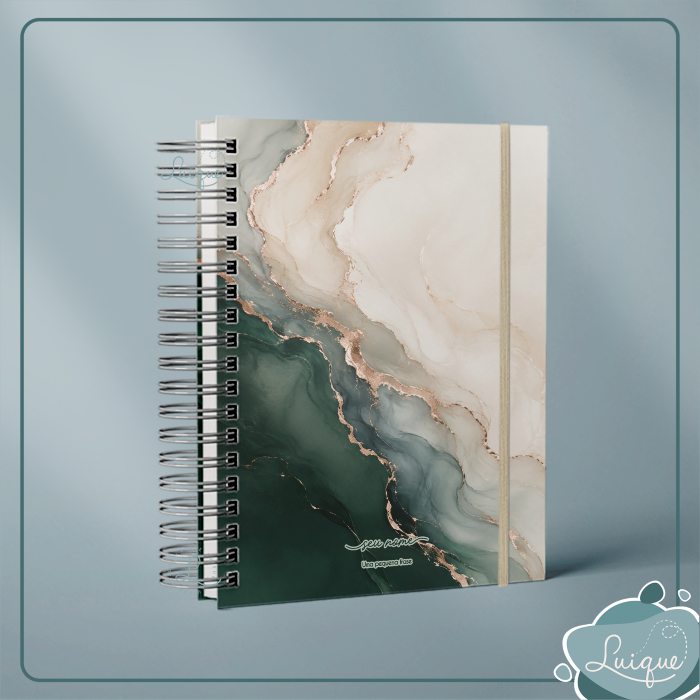 Caderno Espiral (Beige emerald marble)