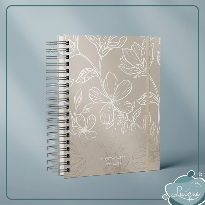 Caderno Espiral (Beige flowers)