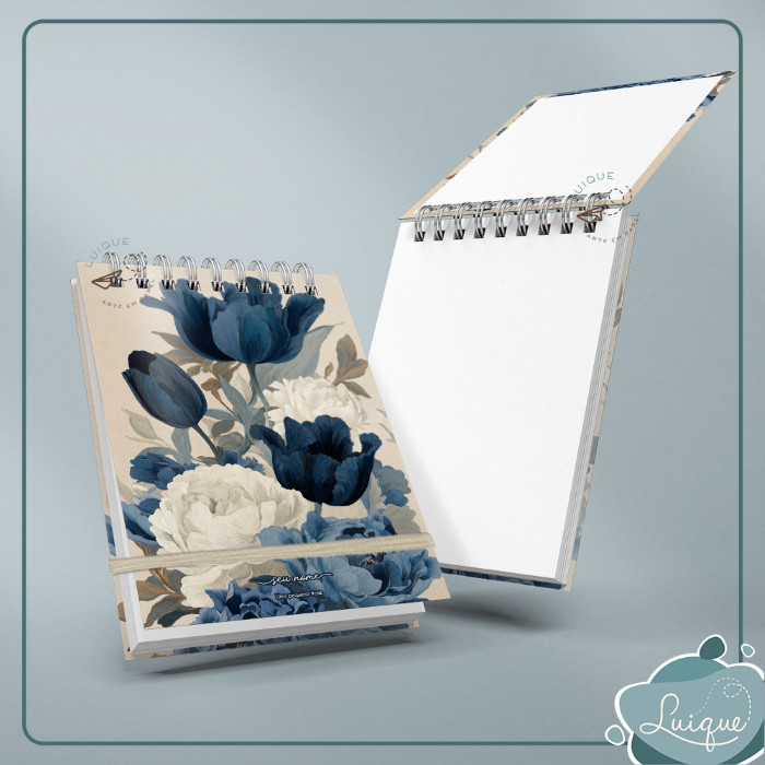 Bloco de anotações (Blue flowers)