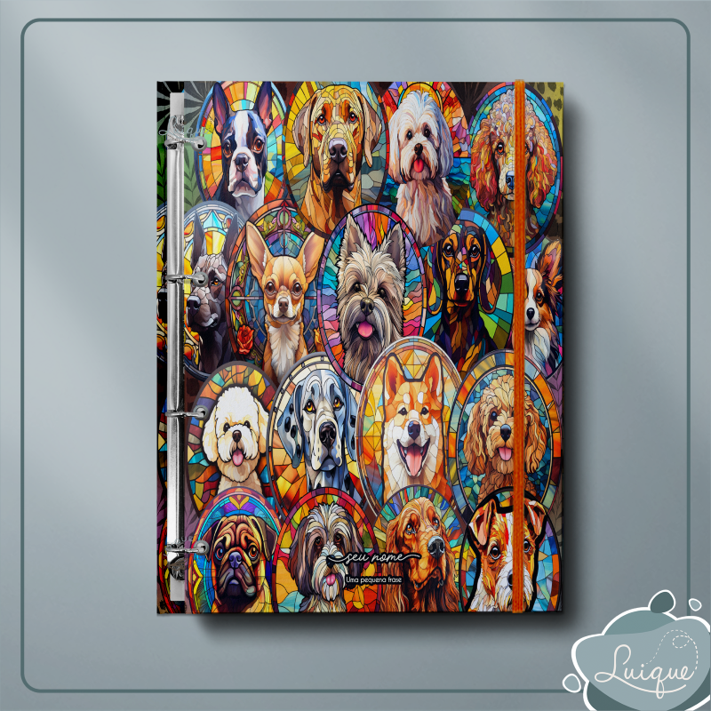 Fichário Argolado (Stained-glass dogs)